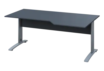 EZK 28 - 186 stůl kancelářský, rohový, pravý, kovová podnož stříbrná, deska 25 mm, široký 1800 mm, antracit